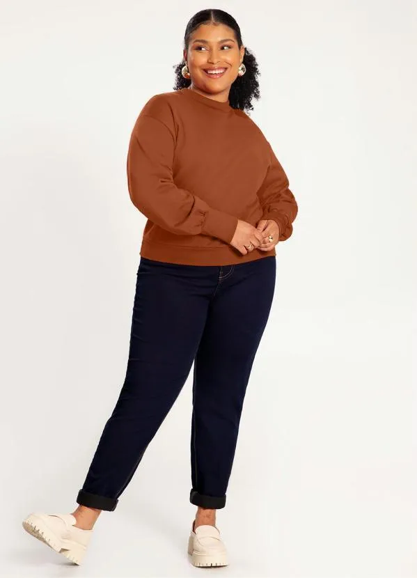 Lunender Mais Mulher - Blusão Moletom Felpado Terracota