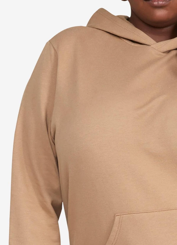 Basicamente - Blusão Moletom Flanelado Capuz Plus Bege Pastel 3