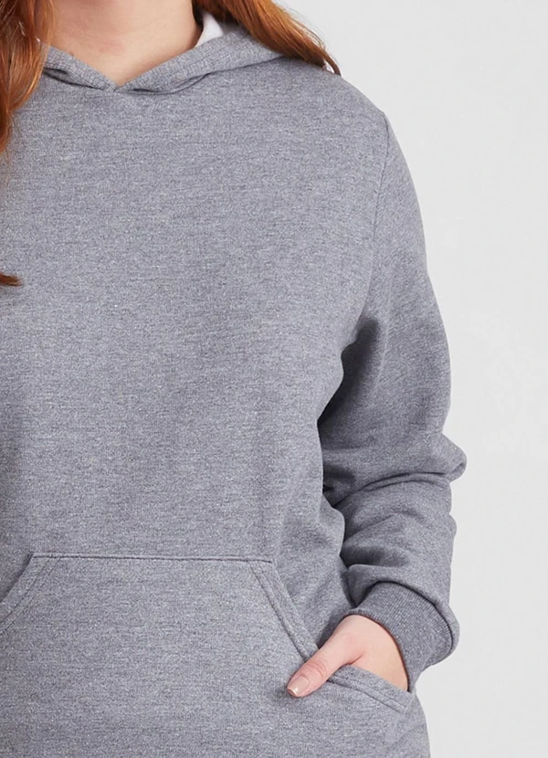 Basicamente - Blusão Moletom Flanelado Capuz Plus Cinza 3