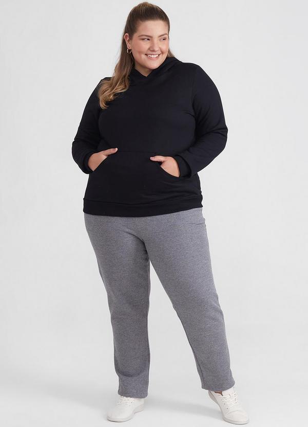 Basicamente - Blusão Moletom Flanelado Capuz Plus Preto 2