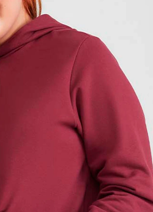 Basicamente - Blusão Moletom Flanelado Capuz Vermelho Vinho 2