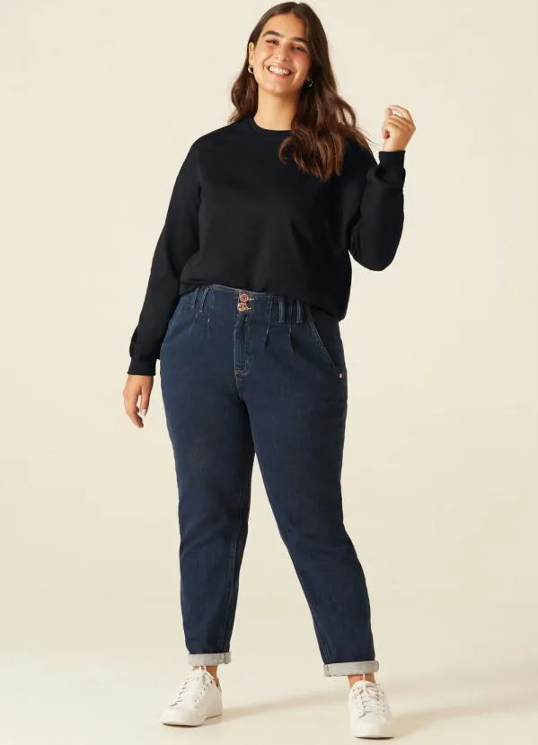 Malwee Plus - Blusão Preto Feminino em Moletom