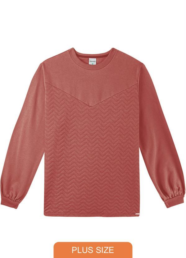 Malwee Plus - Blusão Rosê em Moletom Matelassê