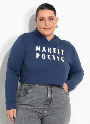 Marguerite Casaco Cropped Marinho Estampa Puff Plus Size