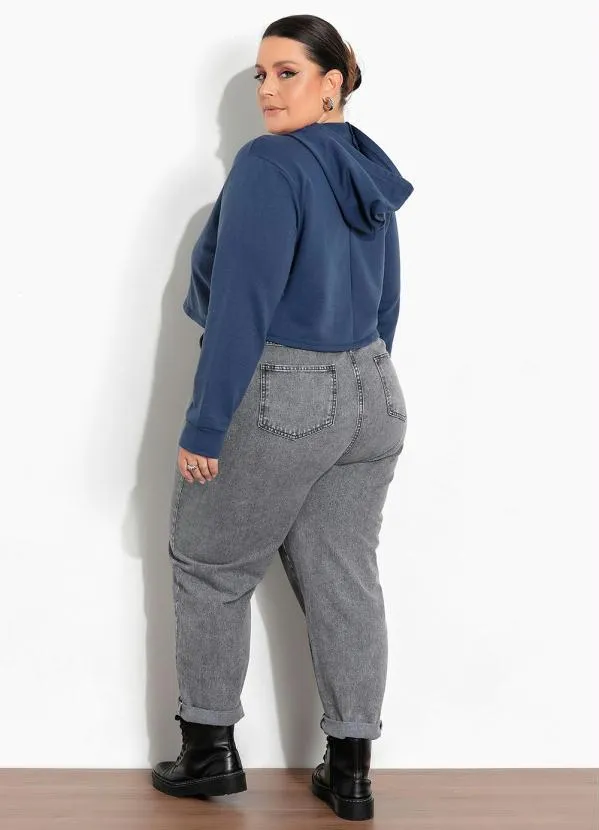 Marguerite - Casaco Cropped Marinho Estampa Puff Plus Size 4