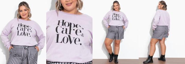 Casaco Lils em Moletom com Estampa Plus Size