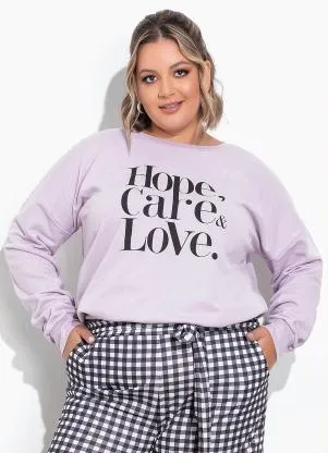 Marguerite - Casaco Lilás em Moletom com Estampa Plus Size - MARGUERITE