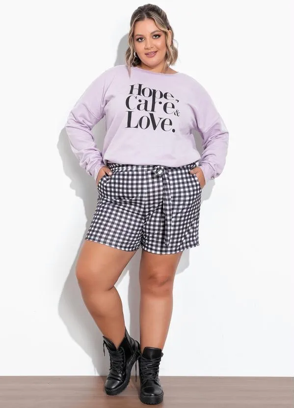 Marguerite - Casaco Lilás em Moletom com Estampa Plus Size 3