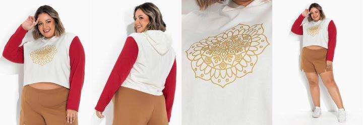 Casaco Off White com Gorro Plus Size