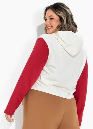 Marguerite - Casaco Off White com Gorro Plus Size - MARGUERITE