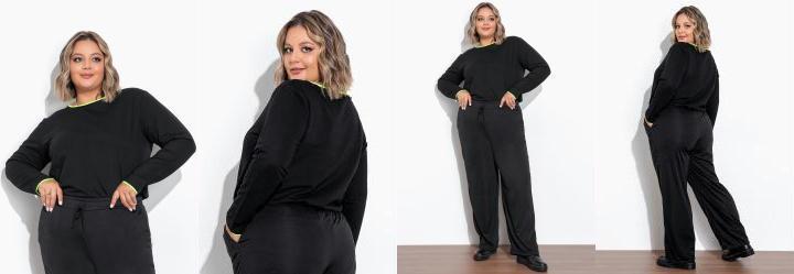 Casaco Preto com Detalhes Neon Plus Size