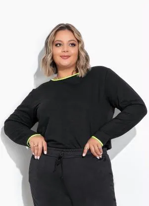Marguerite - Casaco Preto com Detalhes Neon Plus Size - MARGUERITE