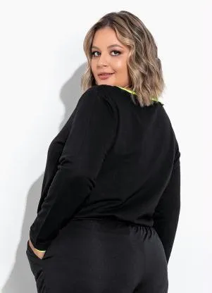 Marguerite - Casaco Preto com Detalhes Neon Plus Size - MARGUERITE