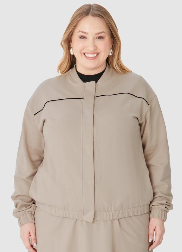 Malwee - Jaqueta Bomber em Moletom Plus Bege