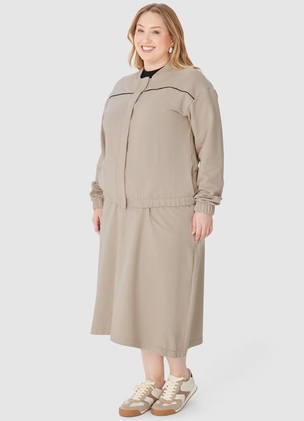 Malwee - Jaqueta Bomber em Moletom Plus Bege 3