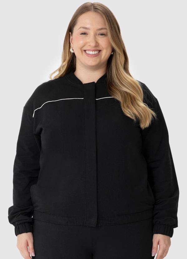 Malwee - Jaqueta Bomber em Moletom Plus Preto