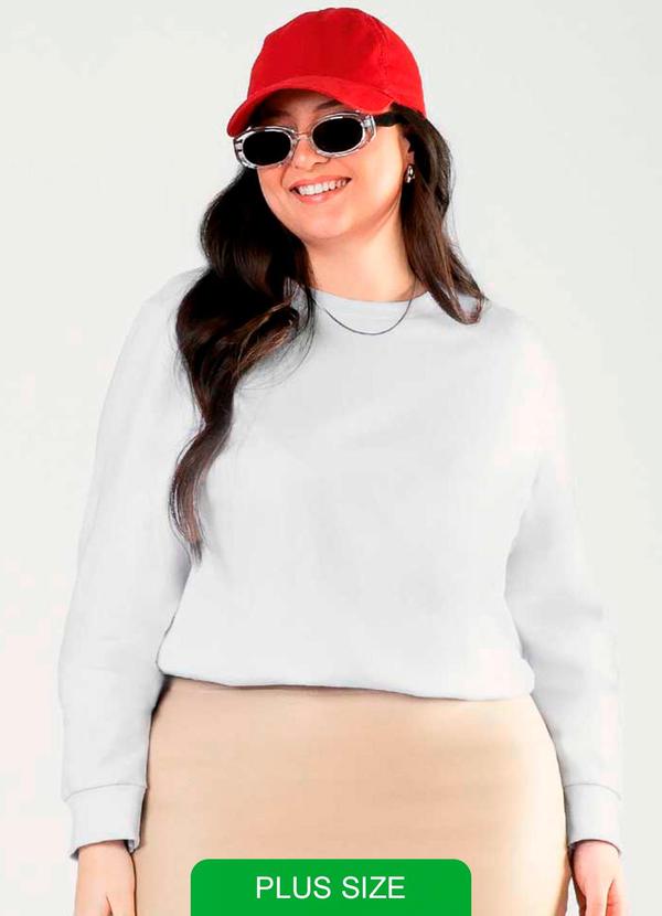 Cativa - Moletom Feminino Plus Size Comfy Branco