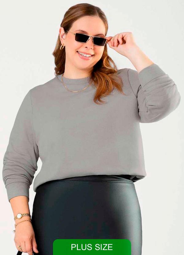 Cativa - Moletom Feminino Plus Size Comfy Cinza