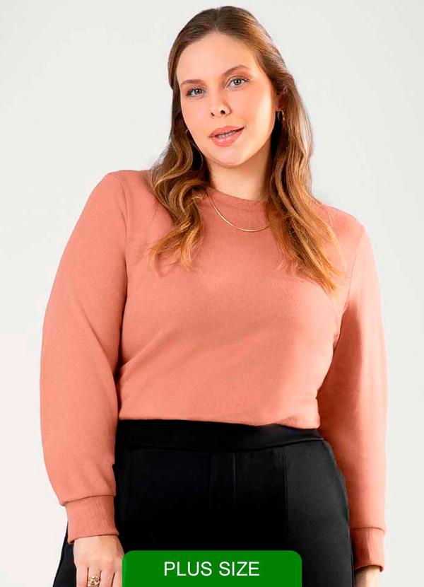 Cativa - Moletom Feminino Plus Size Comfy Marrom
