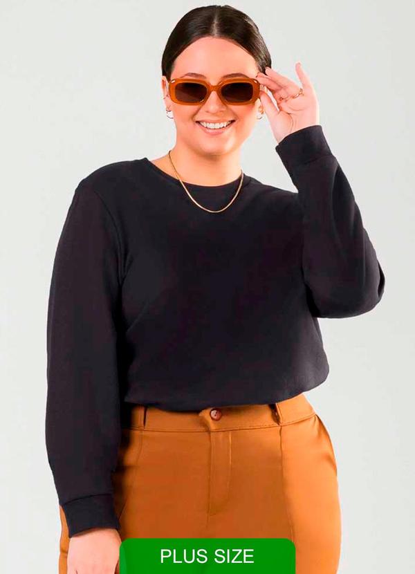 Cativa - Moletom Feminino Plus Size Comfy Preto