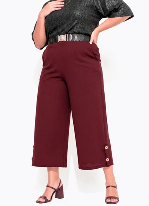 Marguerite - Calça Bordô em Malha Anarruga - MARGUERITE