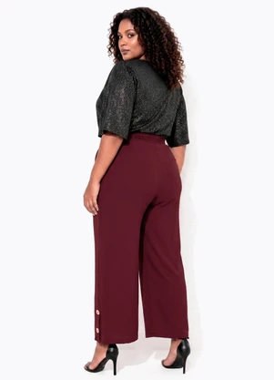 Marguerite - Calça Bordô em Malha Anarruga - MARGUERITE