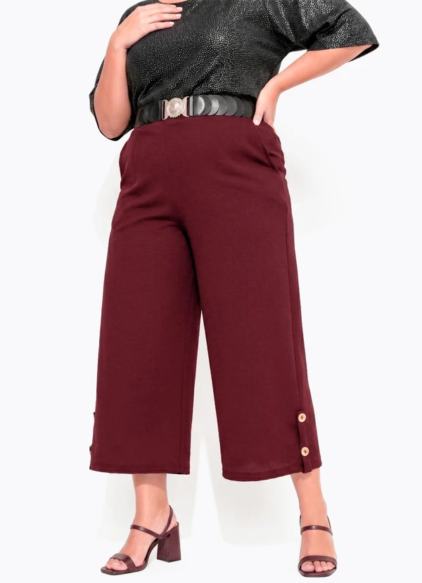 Marguerite - Calça Bordô em Malha Anarruga