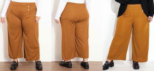 Cala Caramelo com Botes e Pregas Plus Size