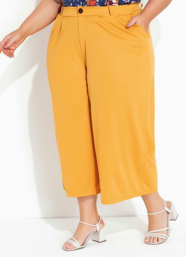 Pantacourt Alfaiataria CalÃ§a Pantacourt Caramelo Calça Caramelo