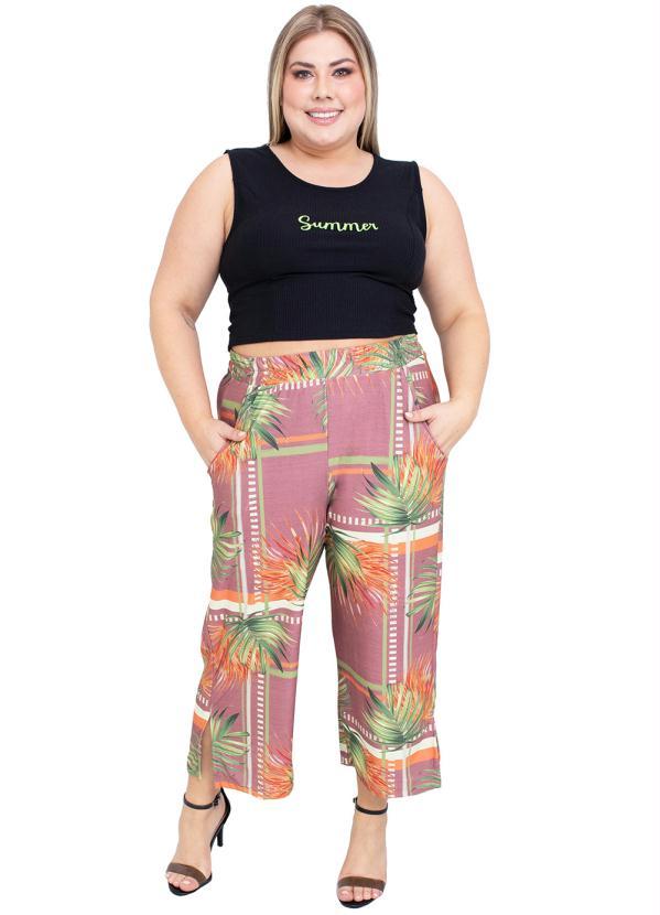 Outlet - Calça Pantacourt Malha Crepe Estampado 3