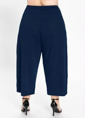 Marguerite - Calça Pantacourt Marinho com Bolsos Plus Size - MARGUERITE