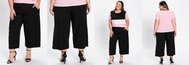 Cala Pantacourt Preta com Bolsos Plus Size