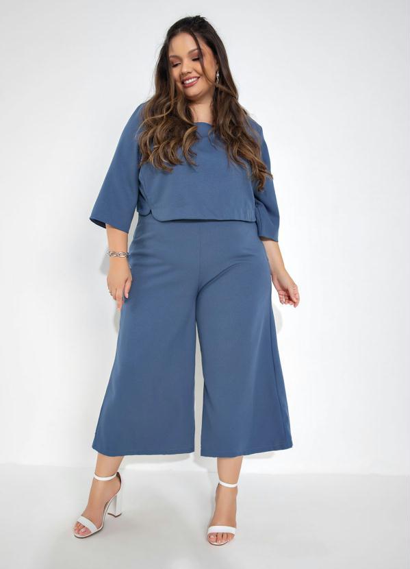 Outlet - Calça Plus Size Azul com Zíper 3