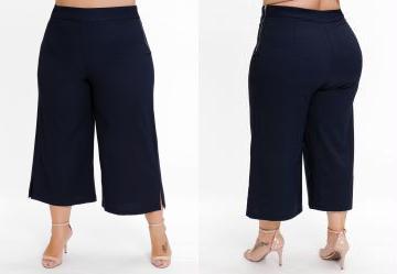 Cal�a Plus Size Marinho com Z�per