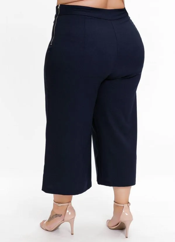 Queima Estoque - Calça Plus Size Marinho com Zíper 2