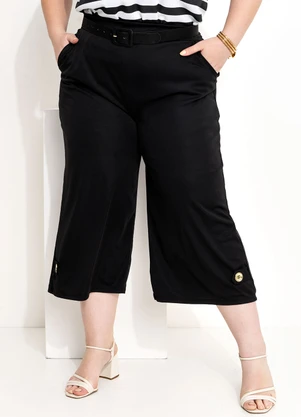 Marguerite - Calça Preta Cropped com Botão - MARGUERITE