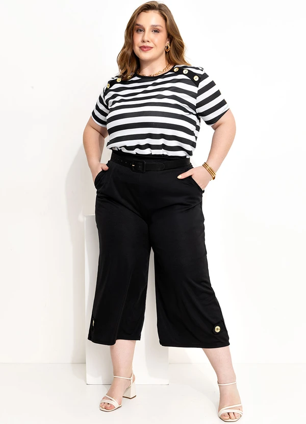 Marguerite - Calça Preta Cropped com Botão 3