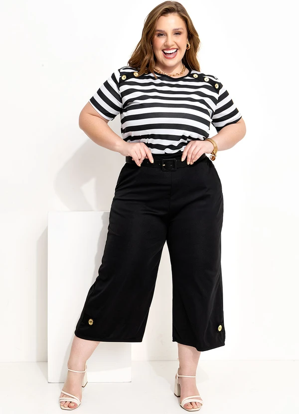 Marguerite - Calça Preta Cropped com Botão 5