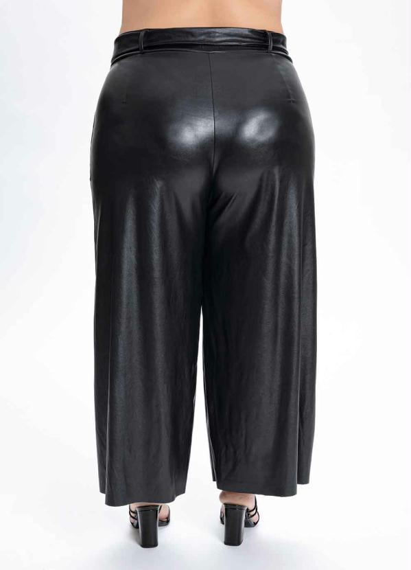 Queima Estoque - Calça Reta Plus Size Preta com Amarração 2