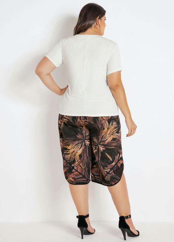 Marguerite - Pantacourt com Fendas Abstrata Plus Size 4