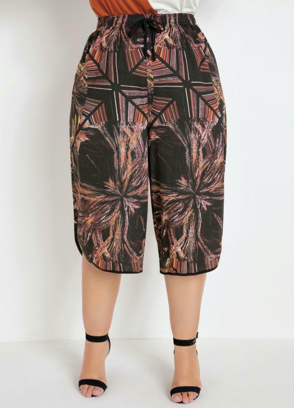 Marguerite - Pantacourt com Fendas Abstrata Plus Size 5