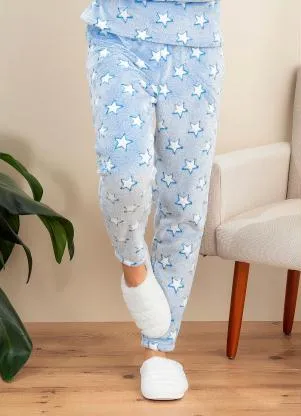 Alma Dolce - Calça Estrela Azul em Malha Fleece - ALMA DOLCE