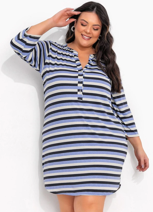 Marguerite - Camisola Listrada Azul em Malha Fria.