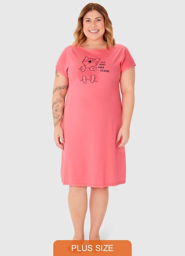 Malwee - Camisola Plus Size Estampa Frontal Rosa