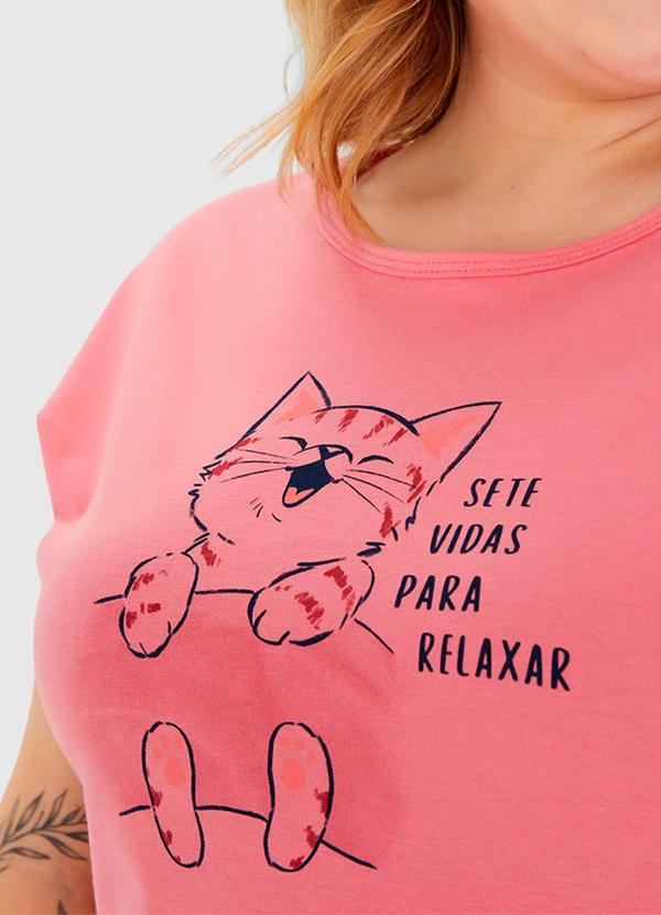 Camisola Plus Size Estampa Frontal Rosa - Malwee