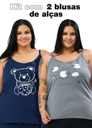 Be Blast - Kit com 2 Blusas de Alças em Algodão Multicores - BE BLAST