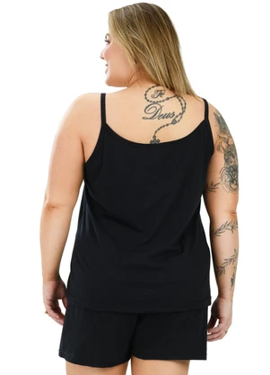 Be Blast - Pijama Alcinha Curve de Algodão Coração Preto - BE BLAST