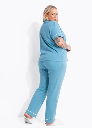 Marguerite - Pijama Americano Azul Claro em Algodão - MARGUERITE
