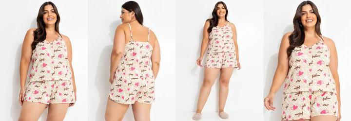 Pijama Bege em Malha de Algod�o