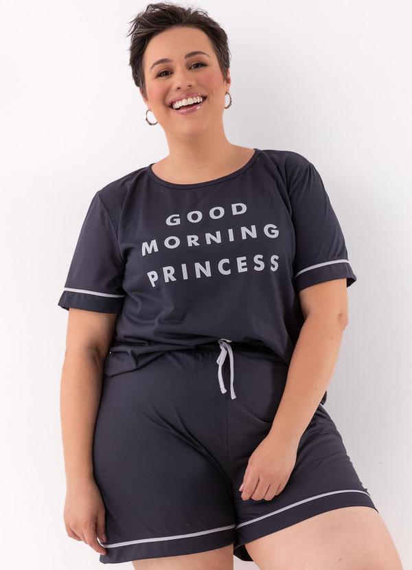 Marguerite - Pijama Cinza Escuro em Malha de Poliéster